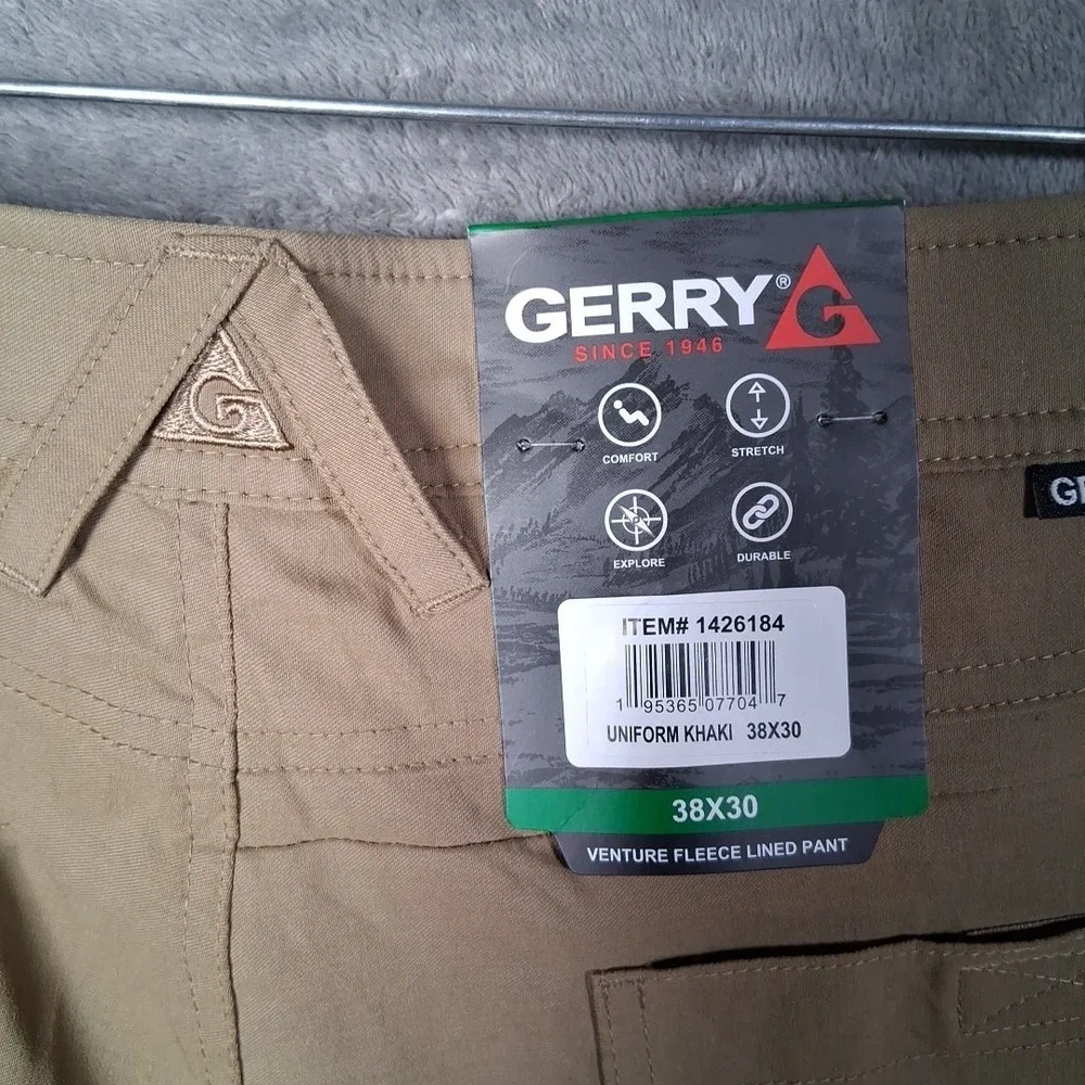 Gerry Venture Fleece‎ Lined Stretch Comfort Pants Mens Size 38x30 Khaki Beige